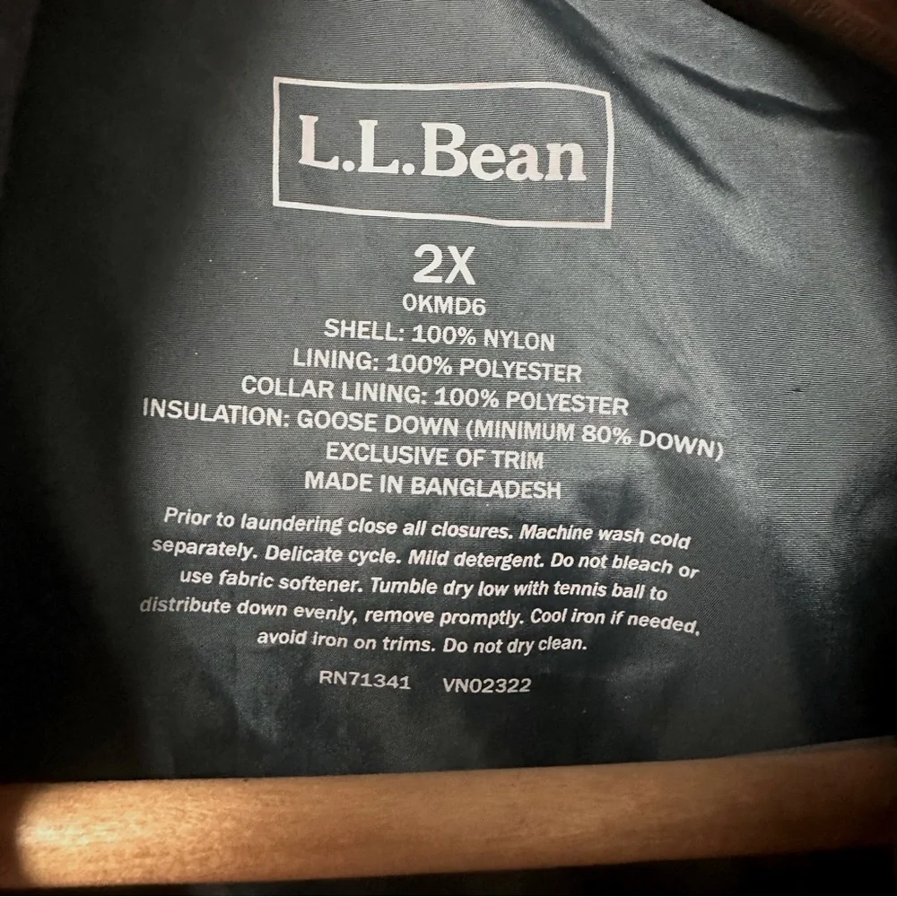 L.L.Bean Black Goose Down Vest Size 2XL - Warm, Lightweight, Excellent Condition